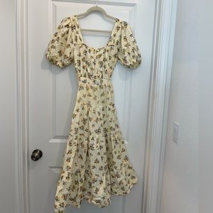 Asos Open Back Yellow Floral Dress